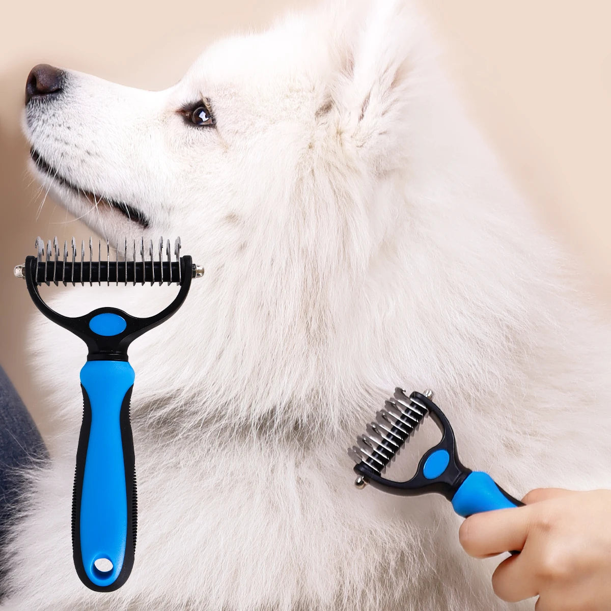 Pet Grooming Brush Double Sided Shedding Comb for Dogs and Cats