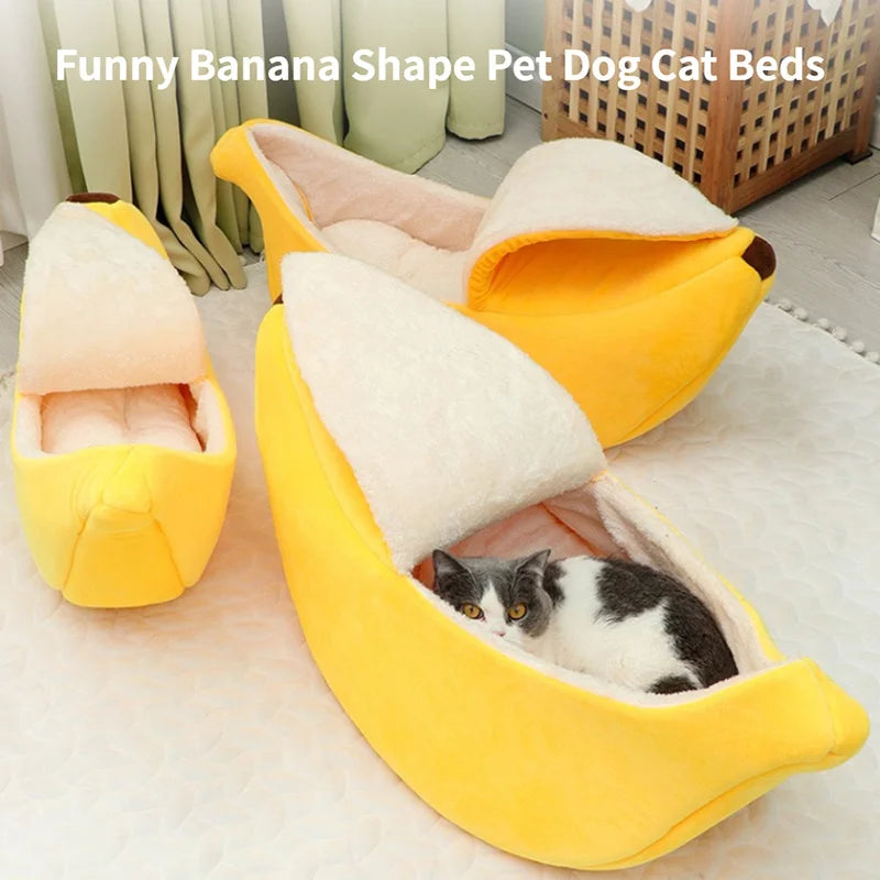 Cozy Banana Cat Bed  - Cute Pet Basket for Cats and Dogs